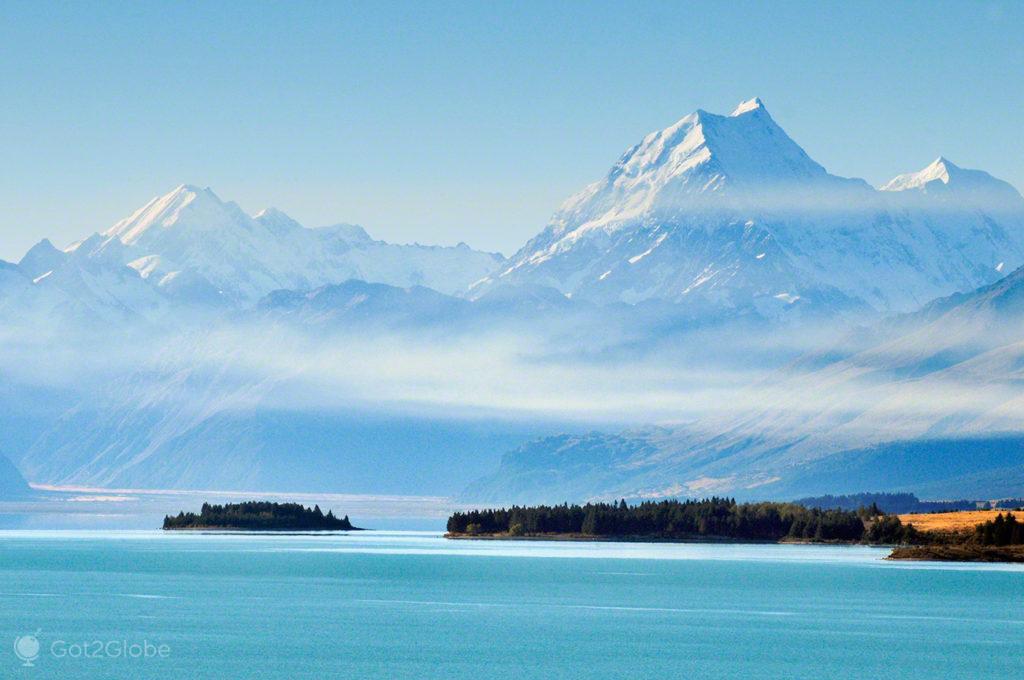 Mount cook na névoa, Alpes do sul, Nova Zelândia