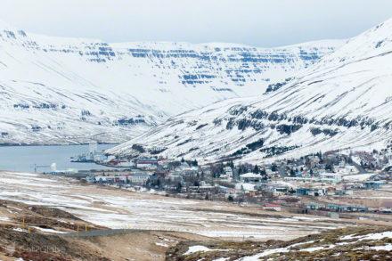 costa, fiordo, Seydisfjordur, Islanda