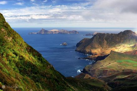Vista del mirador, Alexander Selkirk, sobre piel Robinson Crusoe, Chile