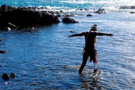 Moa on a beach in Rapa Nui/Easter Island