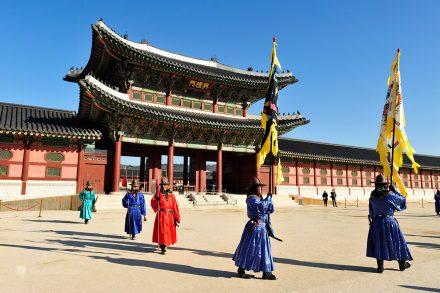 Palácio Gyeongbokgung, Seul, Viagem Coreia, Manobras a cores