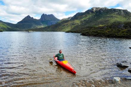 Kayaking on Lake Sinclair, Cradle Mountain - Lake Sinclair National Park, Tasmania, Australia