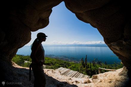 Enriquillo, Grande lago das Antilhas, República Dominicana, vista da Cueva das Caritas de Taínos
